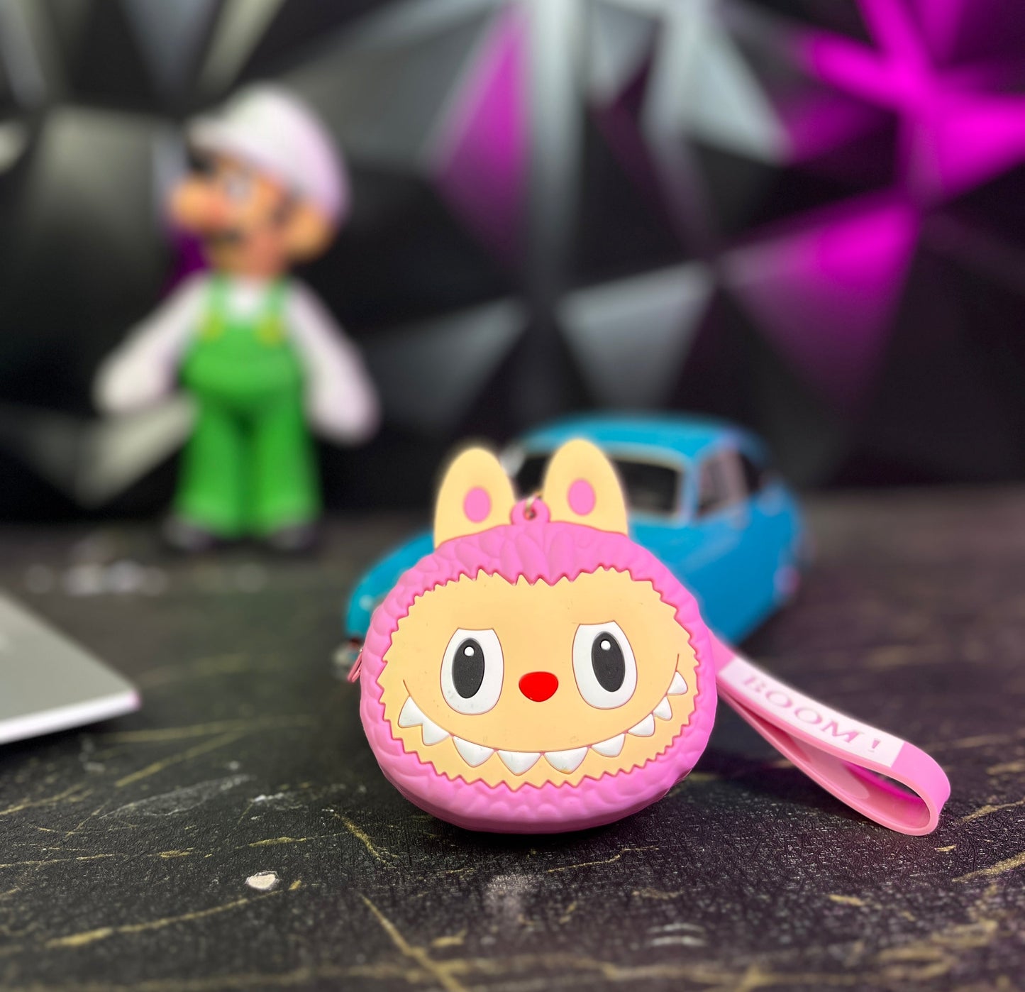 porte monnaie head labubu rose claire