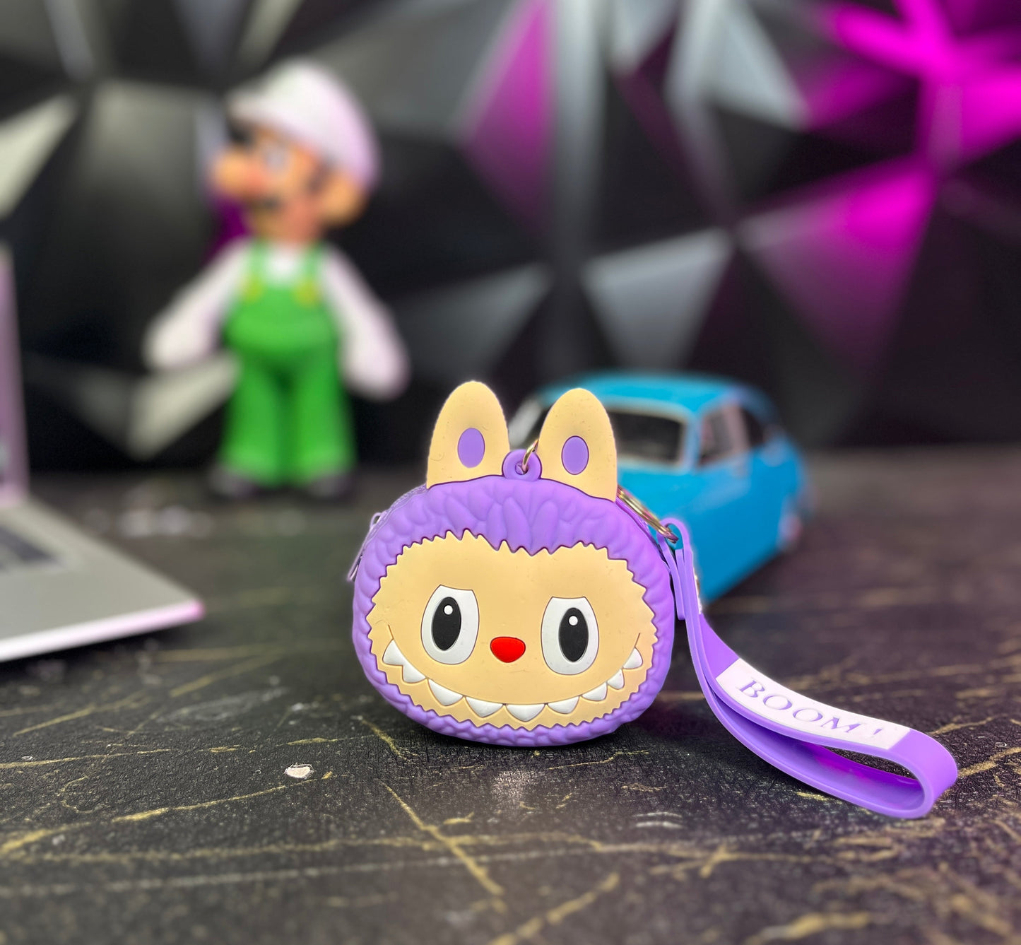 porte monnaie head labubu mauve